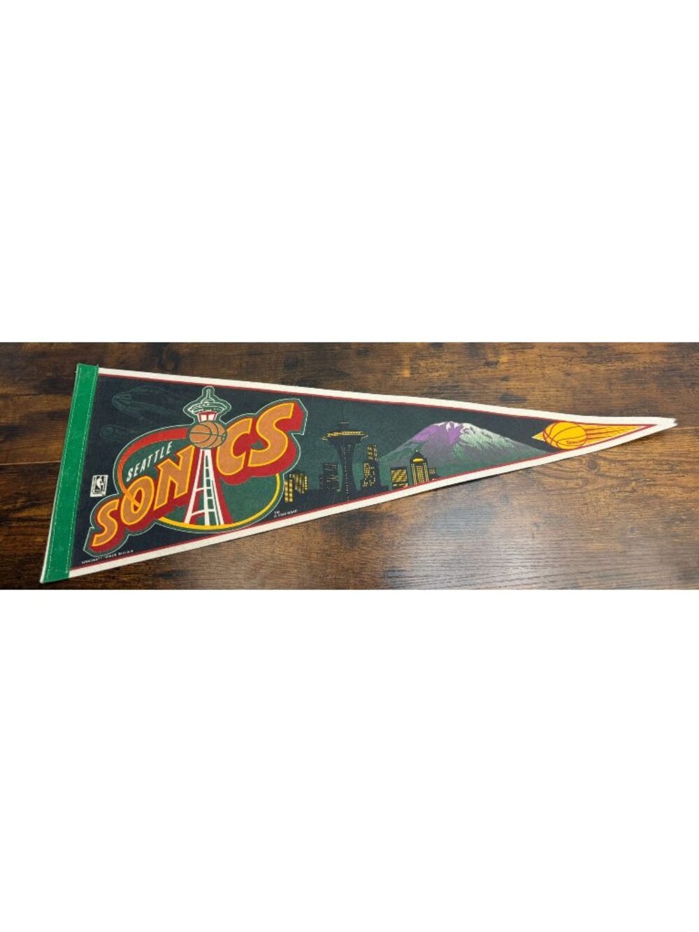 Seattle Supersonics 1994 NBA Vintage Pennant With Space Needle & Skyline Design